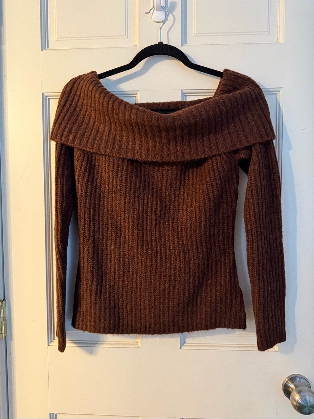 NWT Cosmic Blue Love Kaia Off Shoulder Sweater Hot Chocolate M